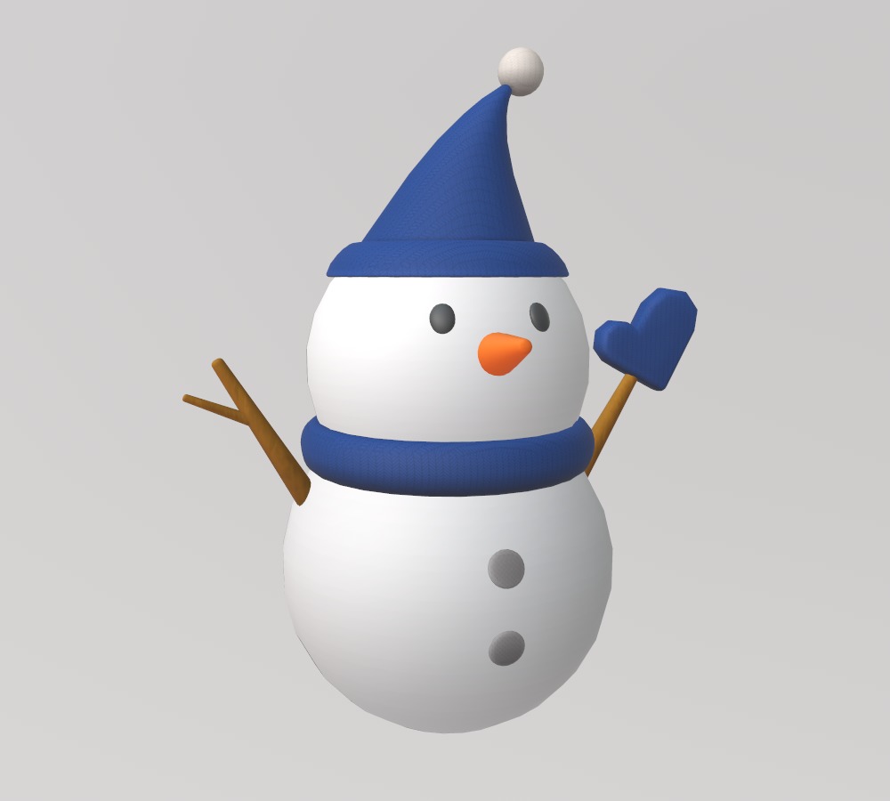 Stylized Low-Poly Snowman Decoration Figure Set Low-poly 3D model_6