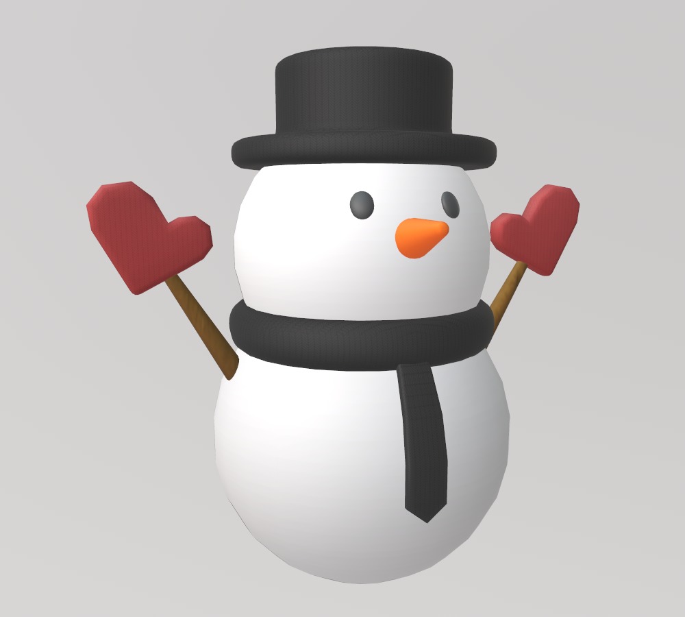 Stylized Low-Poly Snowman Decoration Figure Set Low-poly 3D model_14