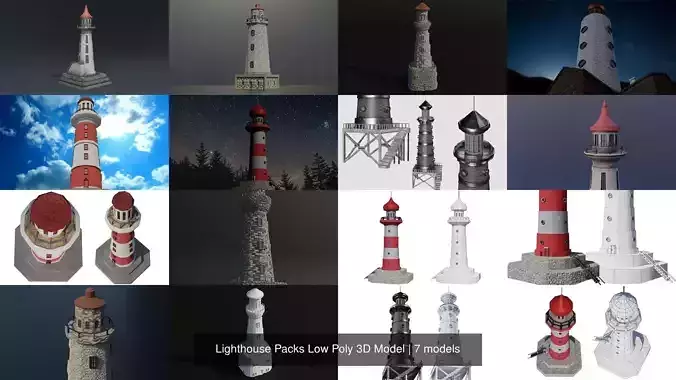 Lighthouse Packs Low Poly 3D Model