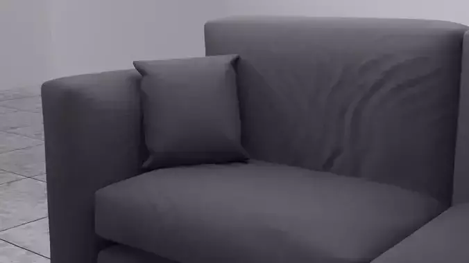 Realistic Couch 3D Model - High and Low Poly Versions