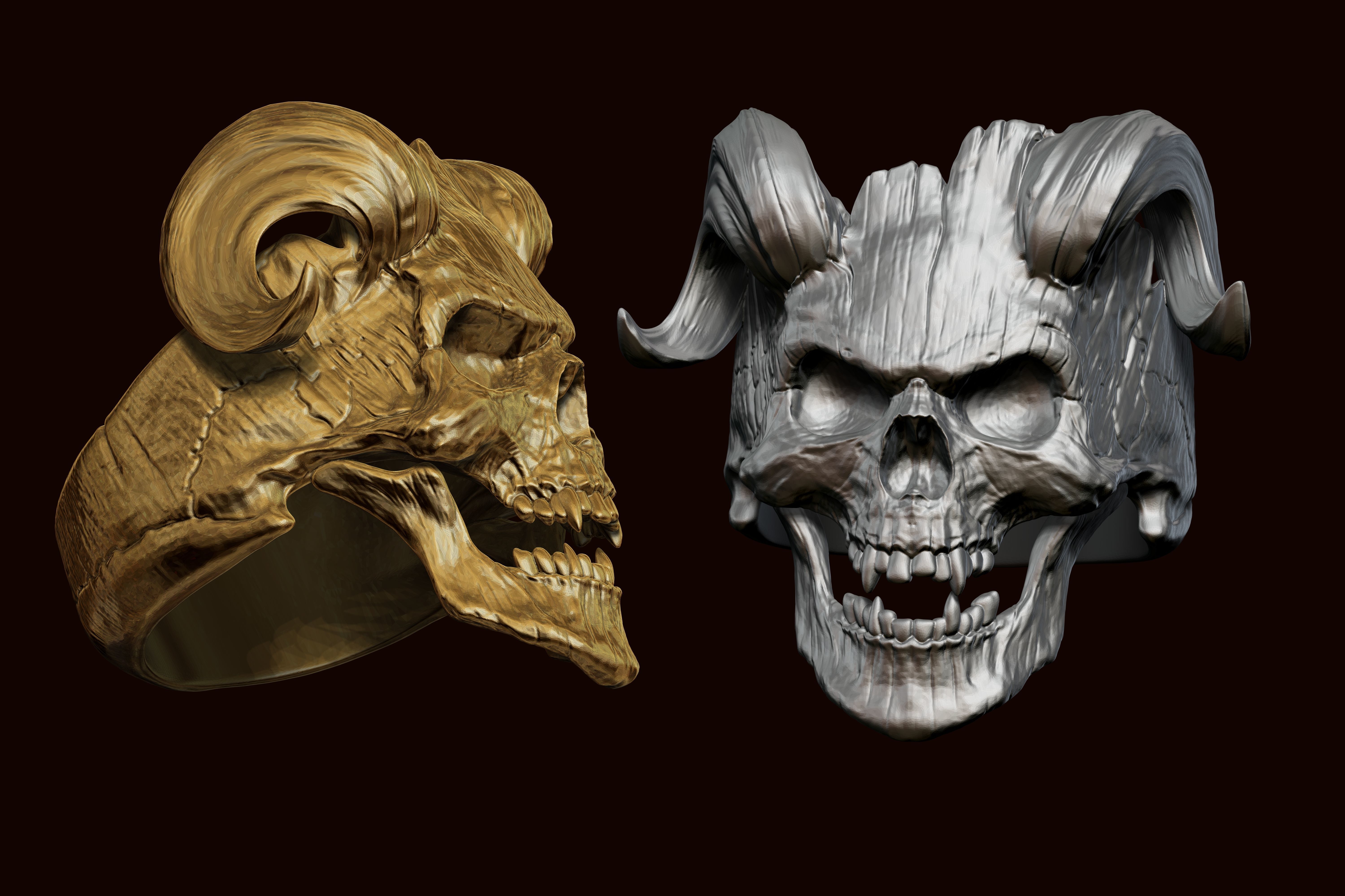 Ring DEMON HEAD 3D print model_4