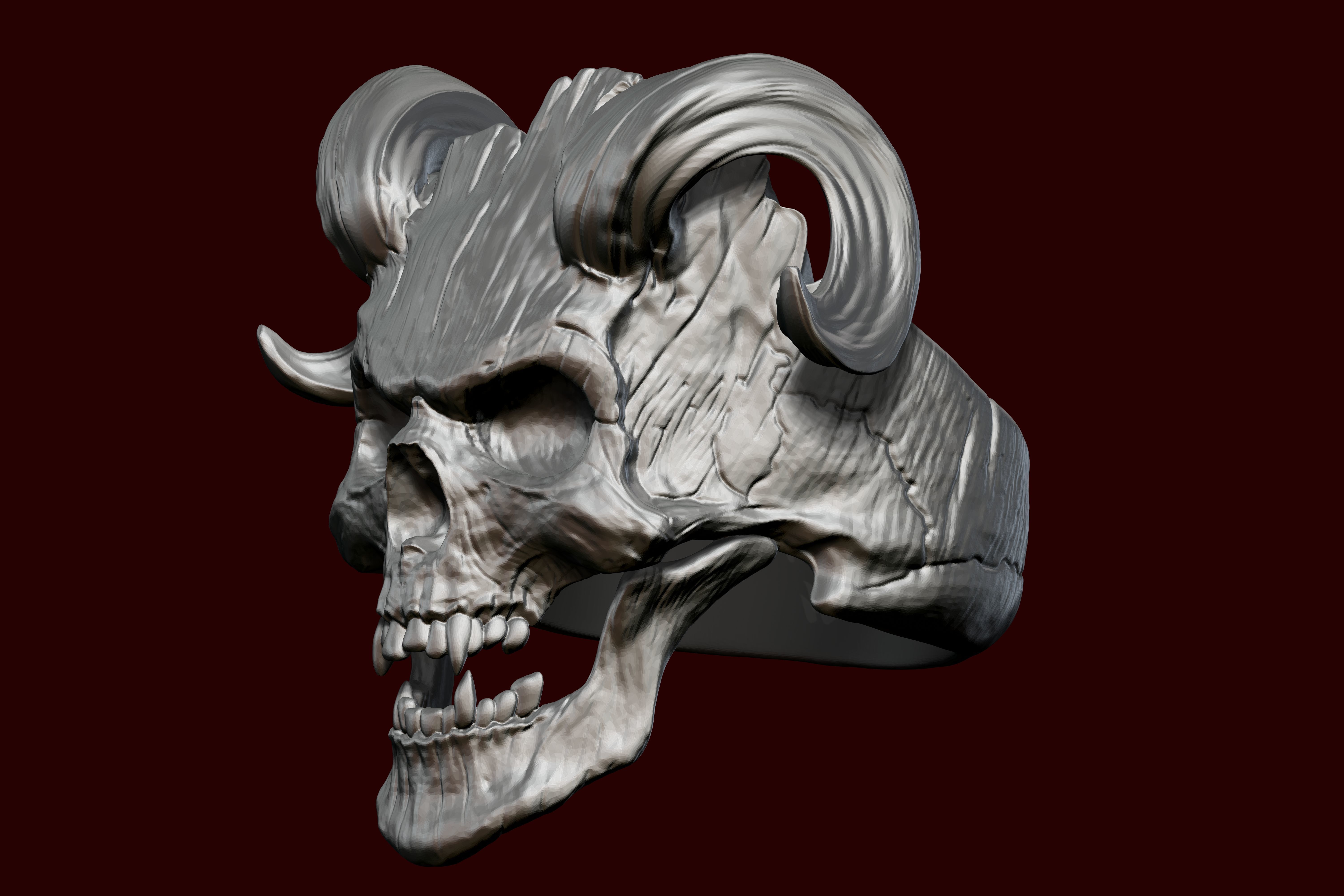 Ring DEMON HEAD 3D print model_3