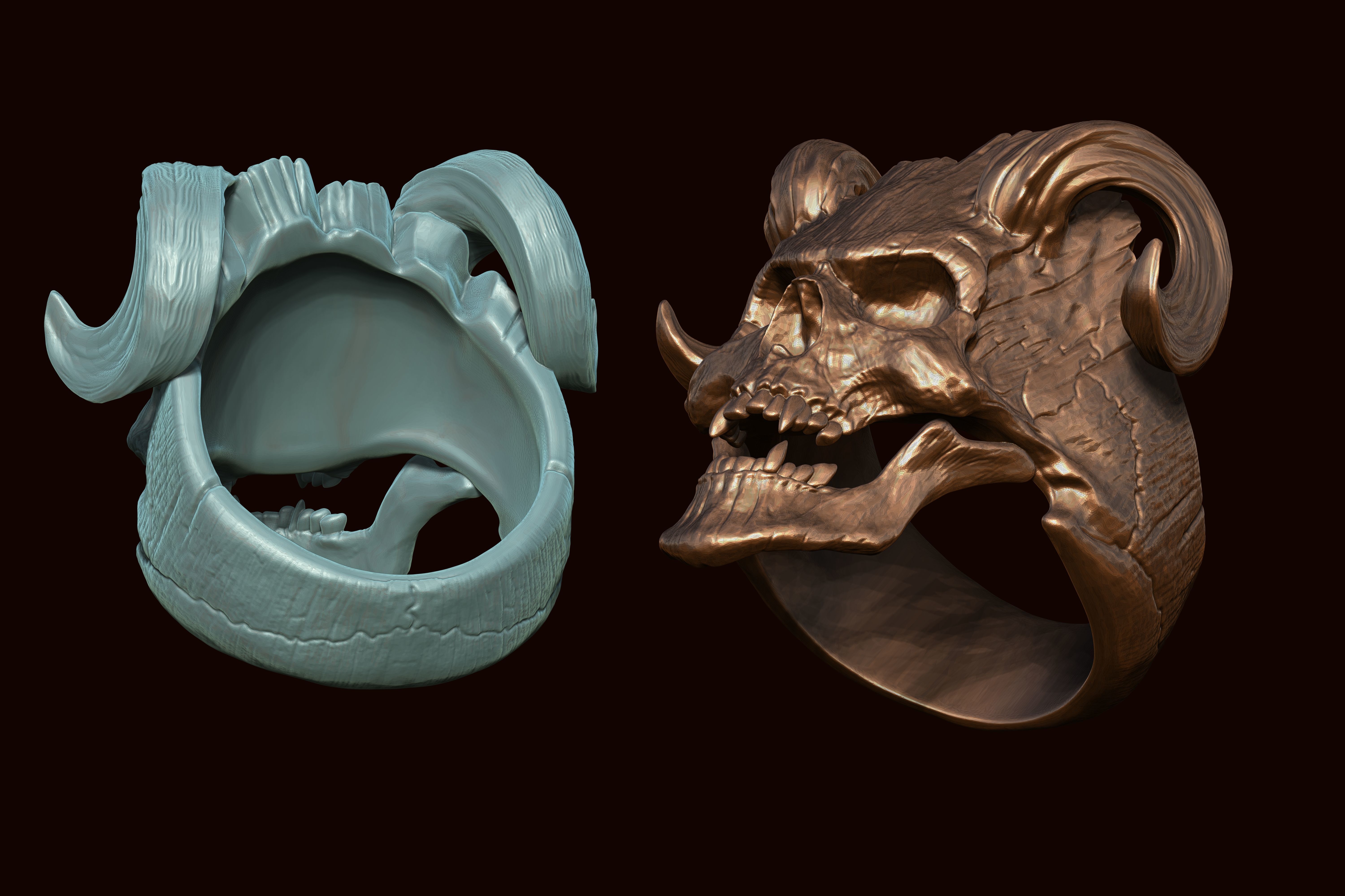Ring DEMON HEAD 3D print model_1