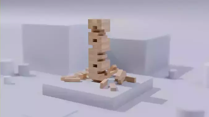Jenga Set Low-Poly Low-poly 3D model