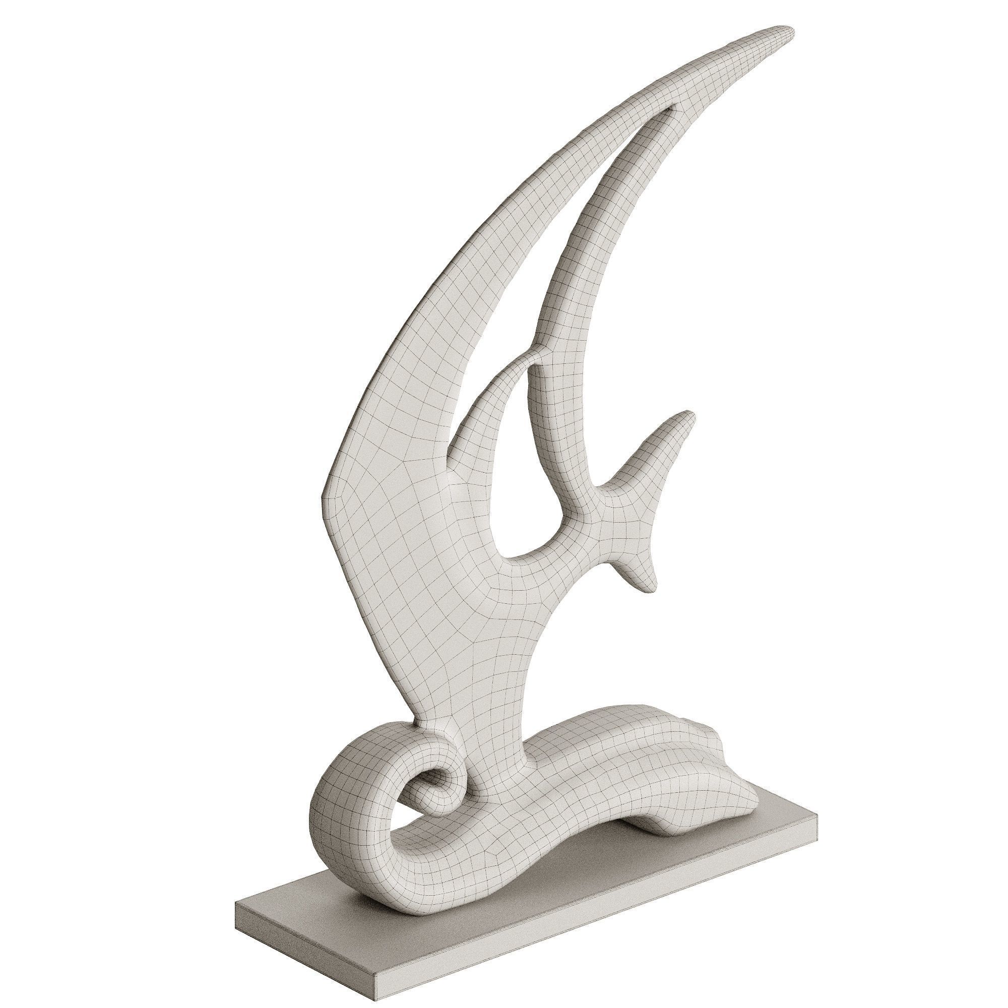 Decorative Abstract Sculpture Fish  3D model_2