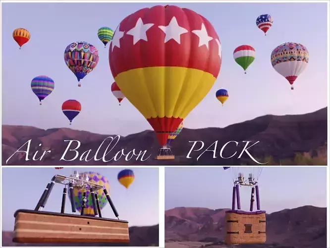 Hot Air Blloon Pack 3D model