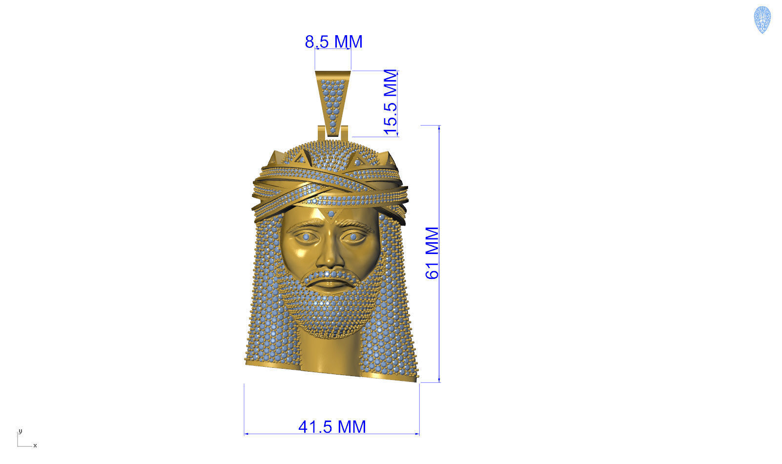 Jesus Gold Pendant  3D print model_7