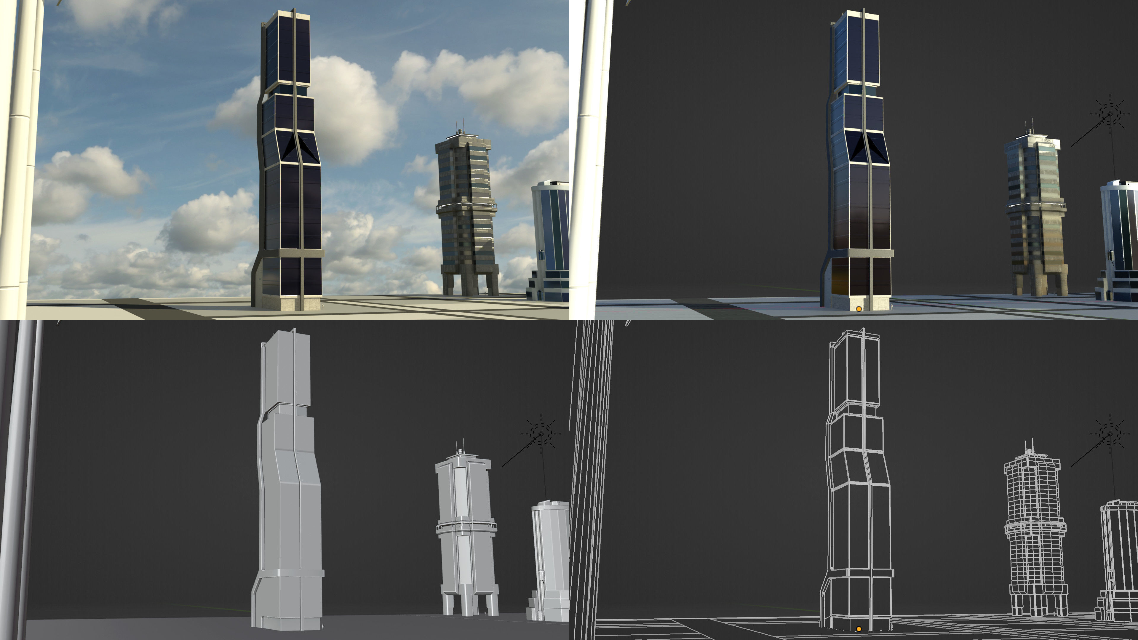 13 Futuristic City Buildings Low-poly 3D model_12