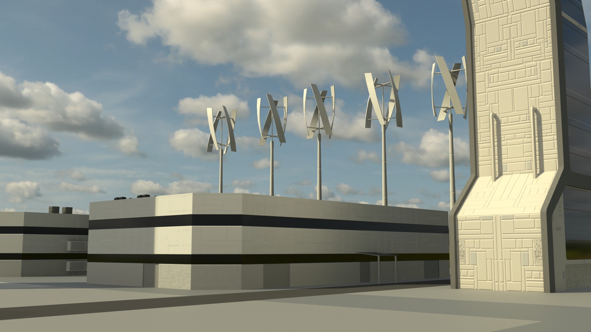 13 Futuristic City Buildings Low-poly 3D model_19