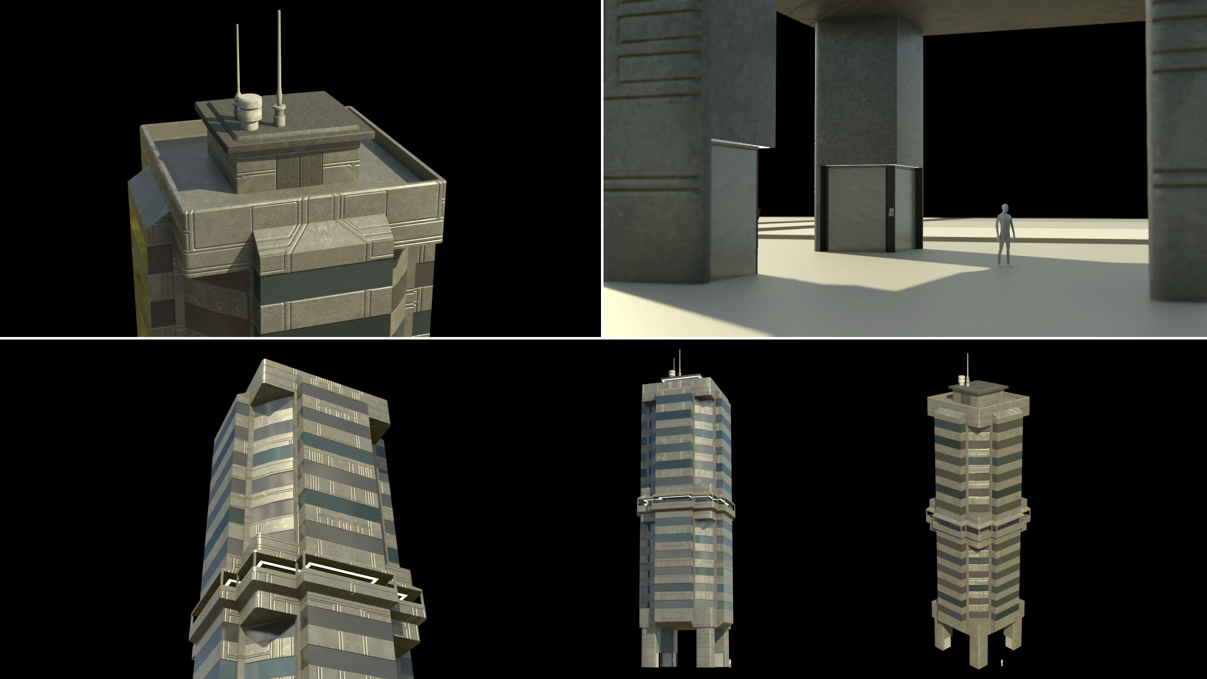 13 Futuristic City Buildings Low-poly 3D model_10
