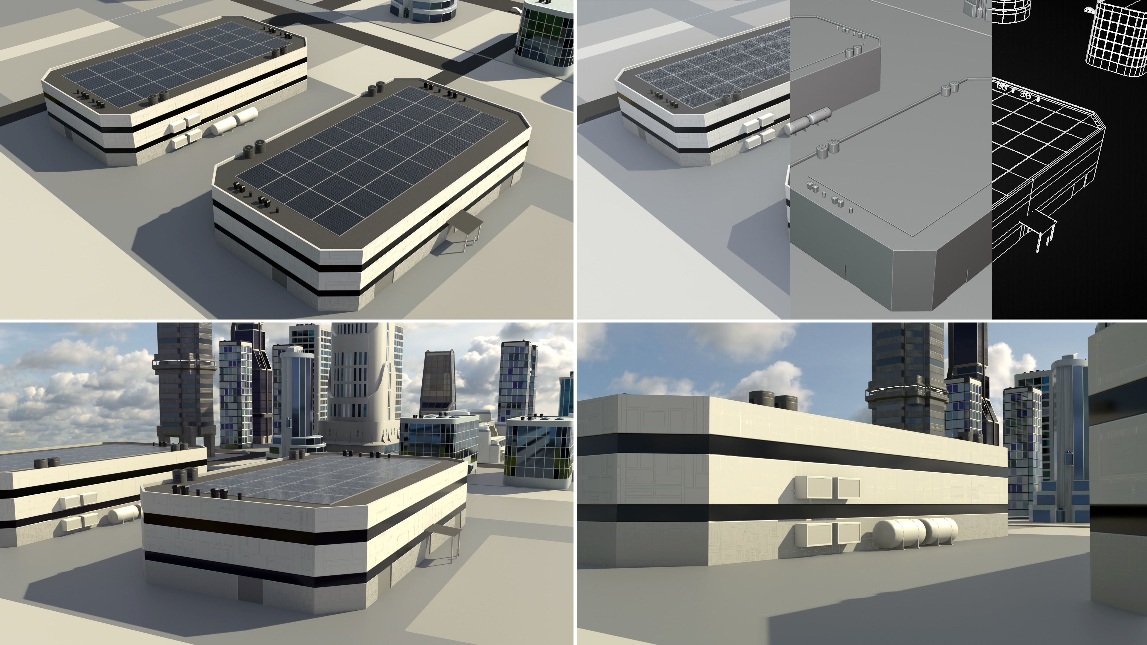 13 Futuristic City Buildings Low-poly 3D model_14