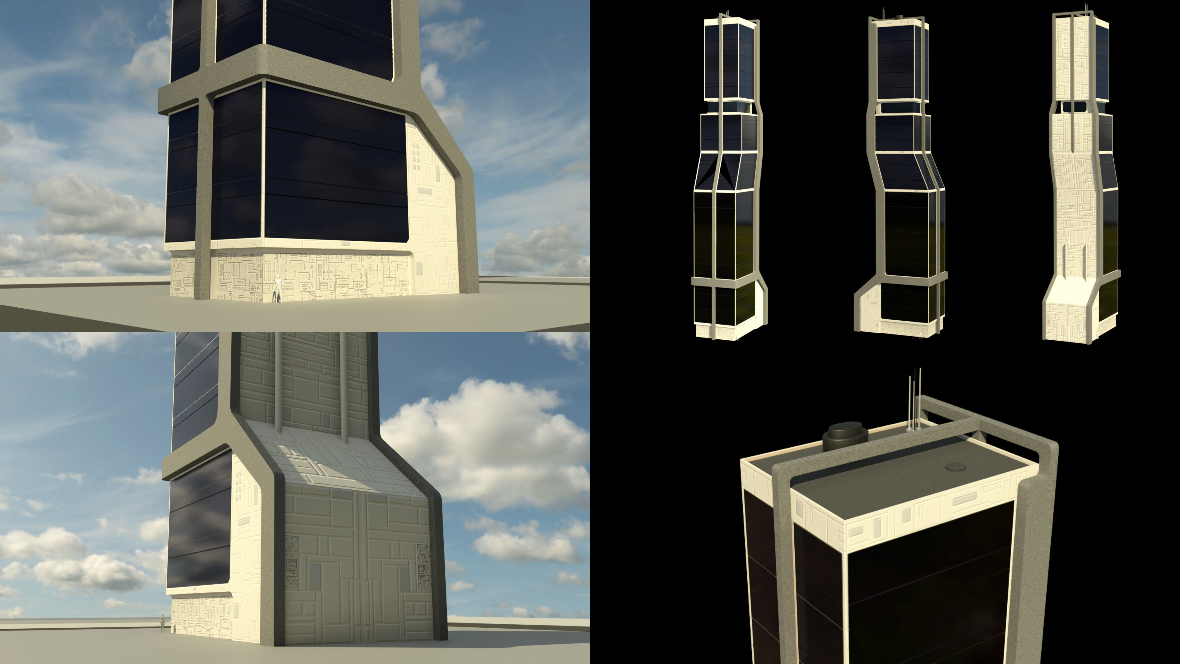 13 Futuristic City Buildings Low-poly 3D model_13