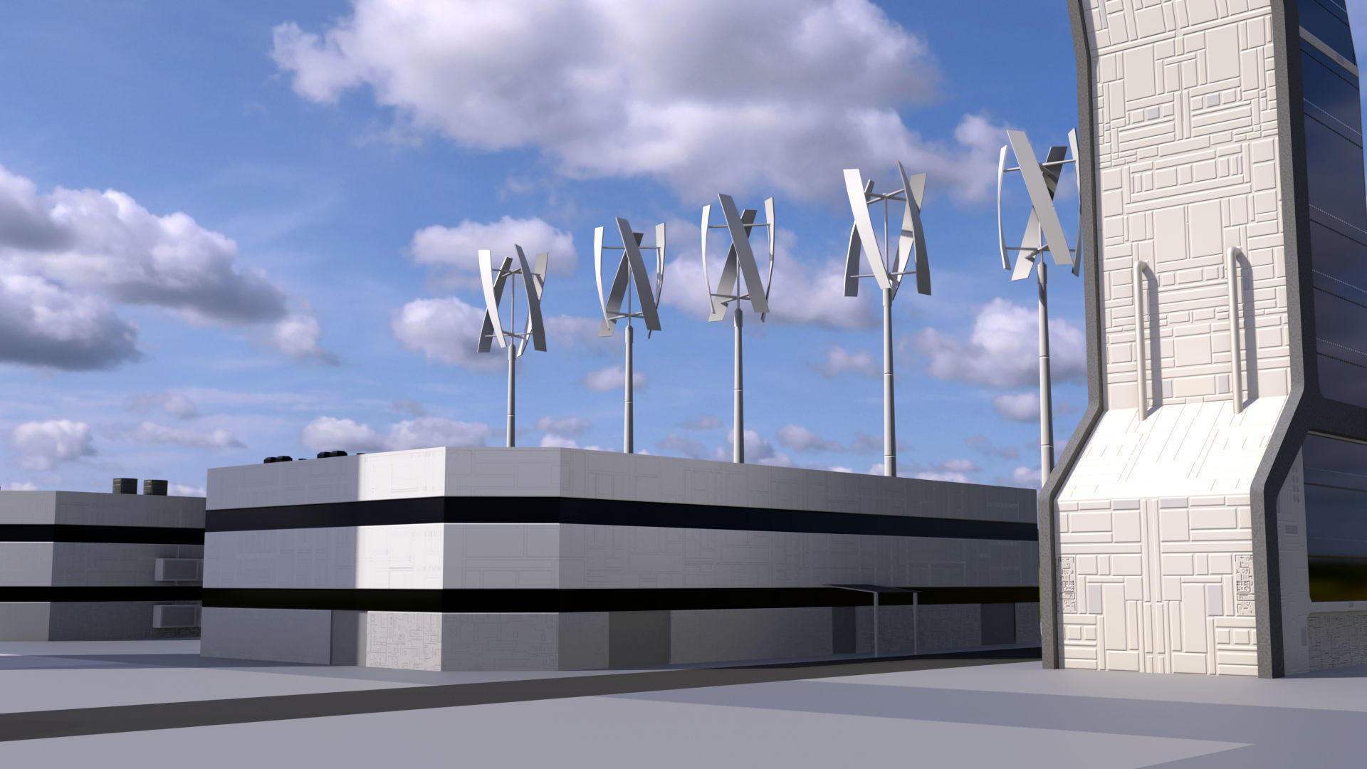 13 Futuristic City Buildings Low-poly 3D model_8