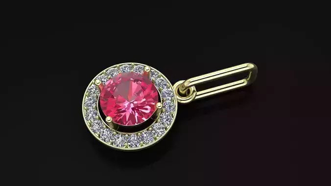 Pendant with round gem 8mm for Silver  CNC or