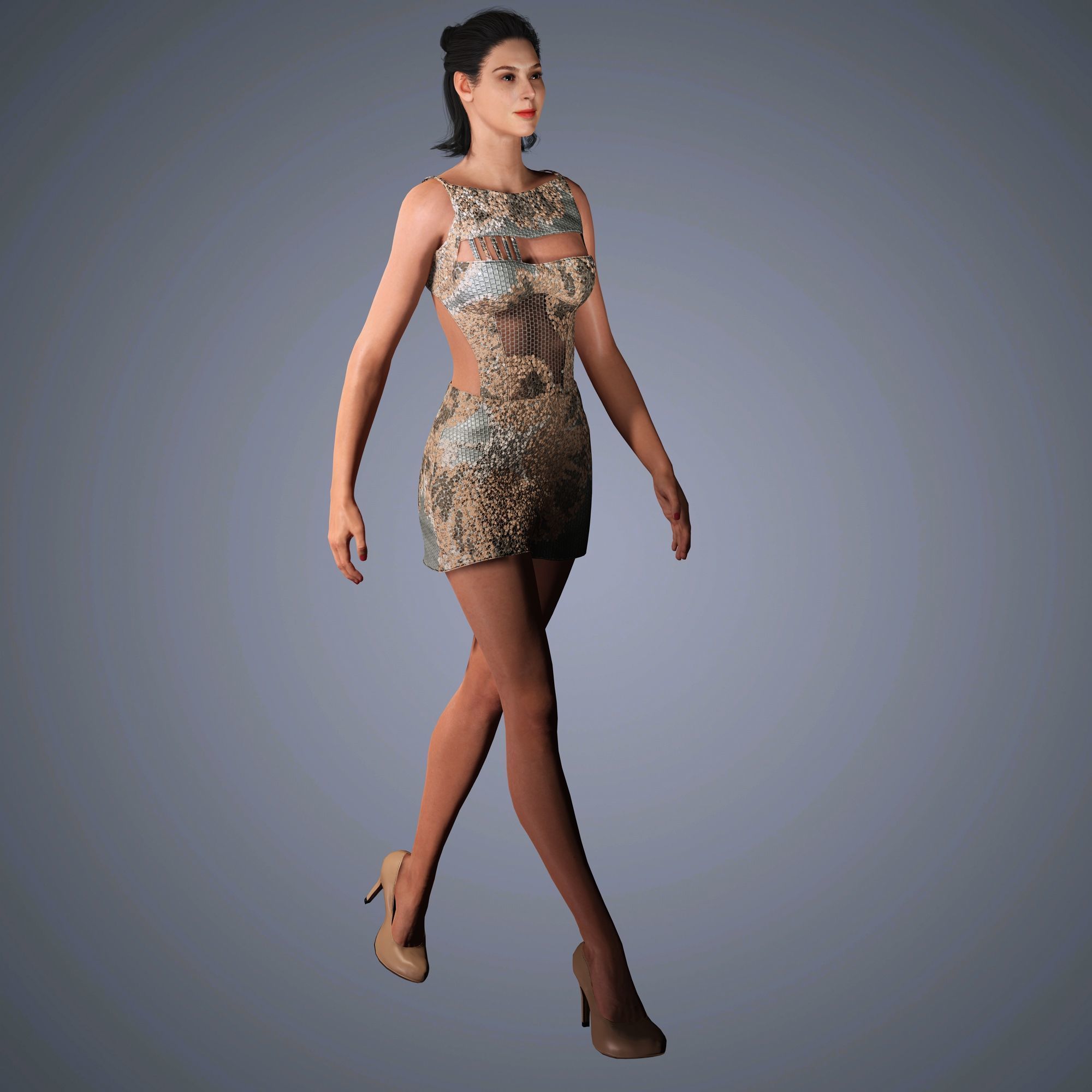 Gal Gadot Character Low-poly 3D model_10