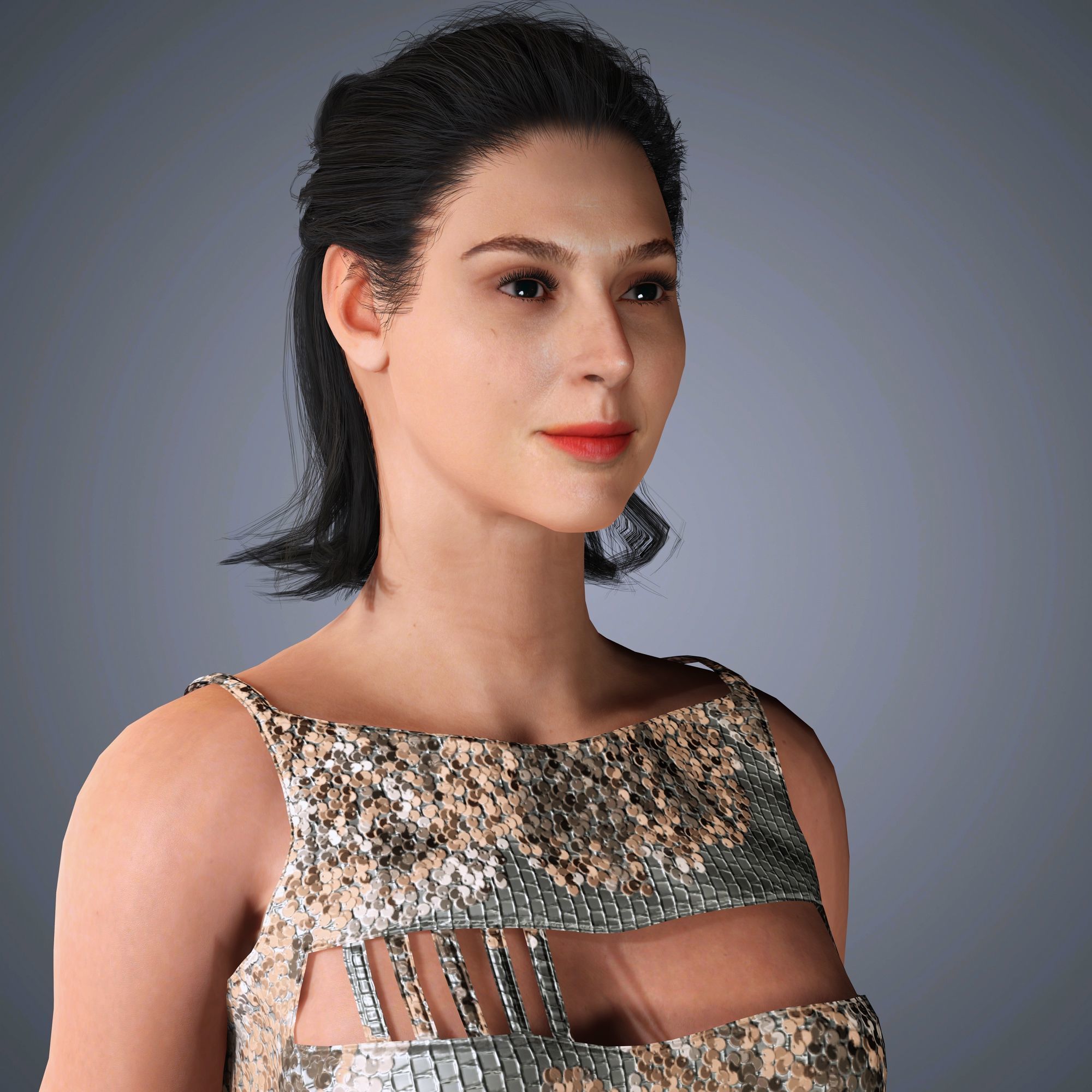 Gal Gadot Character Low-poly 3D model_3