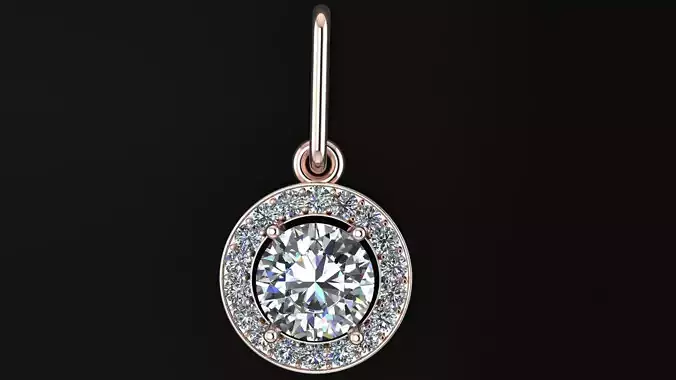 Pendant with round gem 8mm for Gold CNC or
