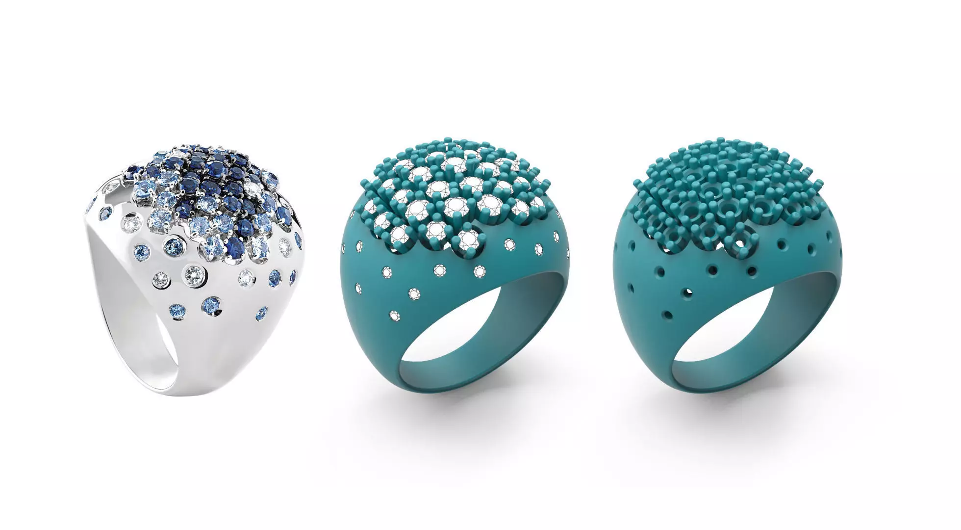 Sapphire ring with diamonds 3D print model_0