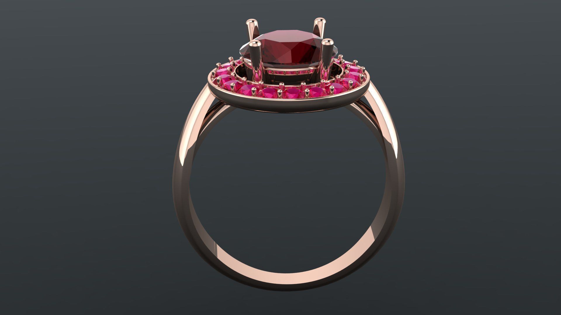 Ring with round gem 8mm for Silver  CNC or 3D print model_11