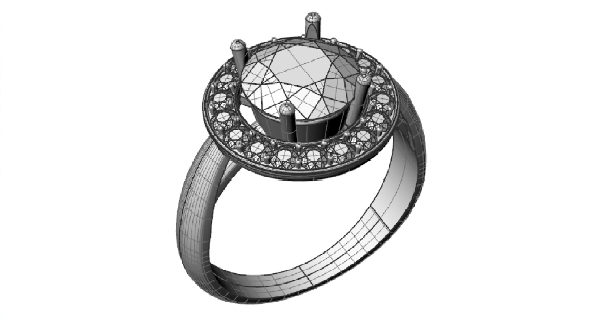 Ring with round gem 8mm for Silver  CNC or 3D print model_17