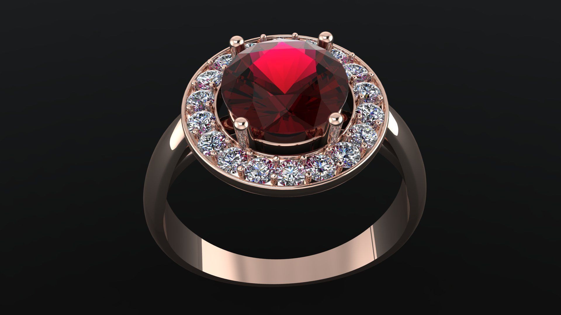 Ring with round gem 8mm for Silver  CNC or 3D print model_3