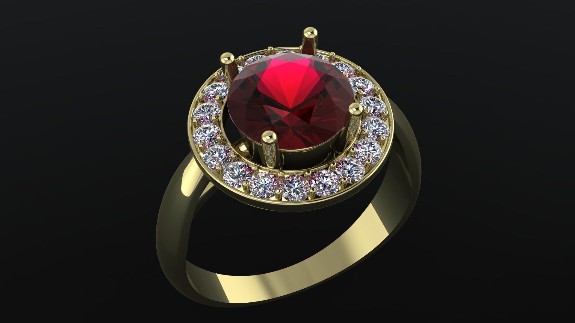 Ring with round gem 8mm for Silver  CNC or 3D print model_7