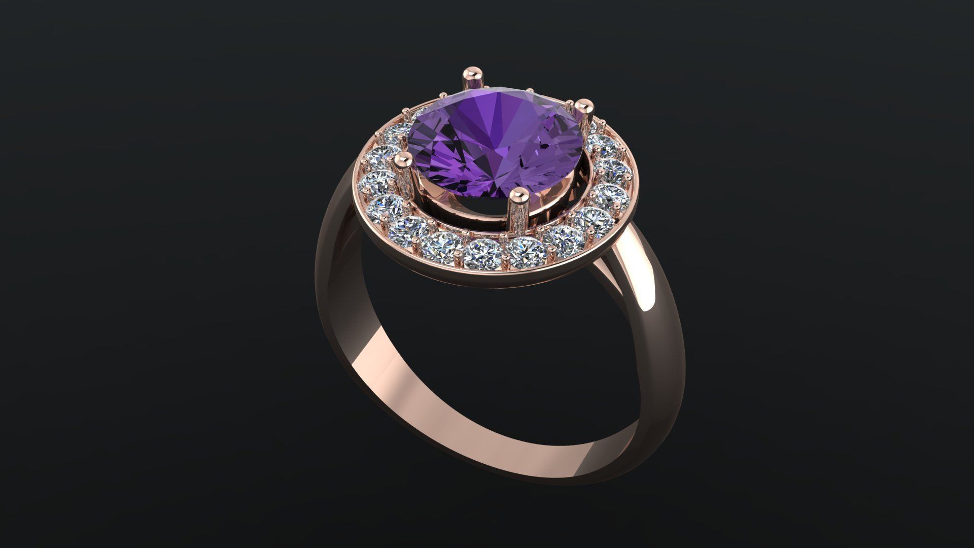 Ring with round gem 8mm for Silver  CNC or 3D print model_9