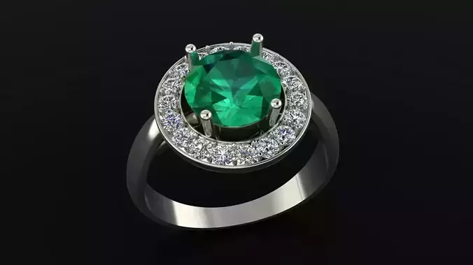 Ring with round gem 8mm for Silver  CNC or