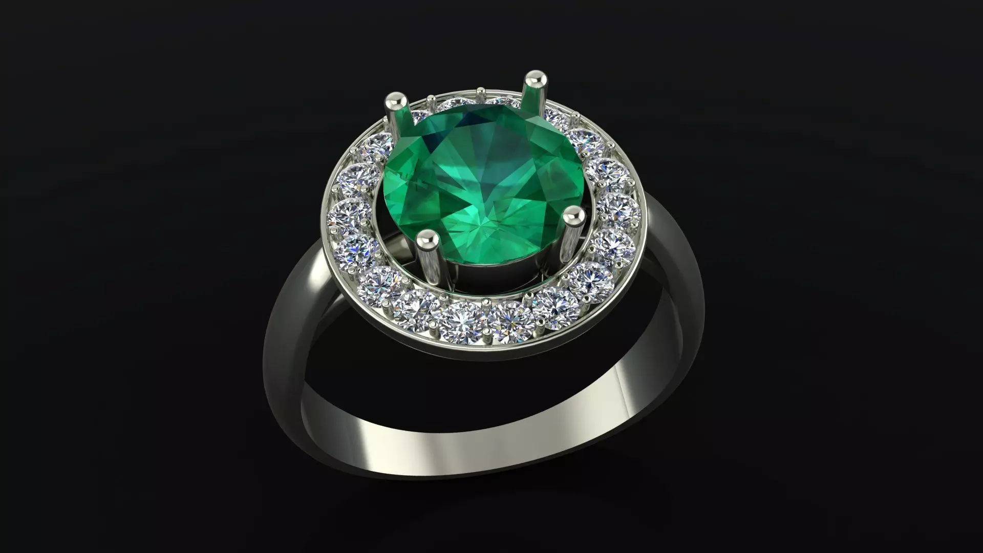 Ring with round gem 8mm for Silver  CNC or 3D print model_0