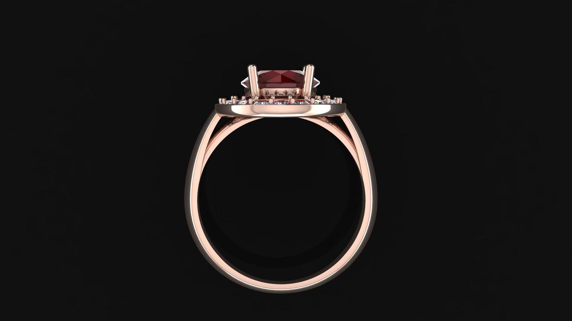 Ring with round gem 8mm for Silver  CNC or 3D print model_4