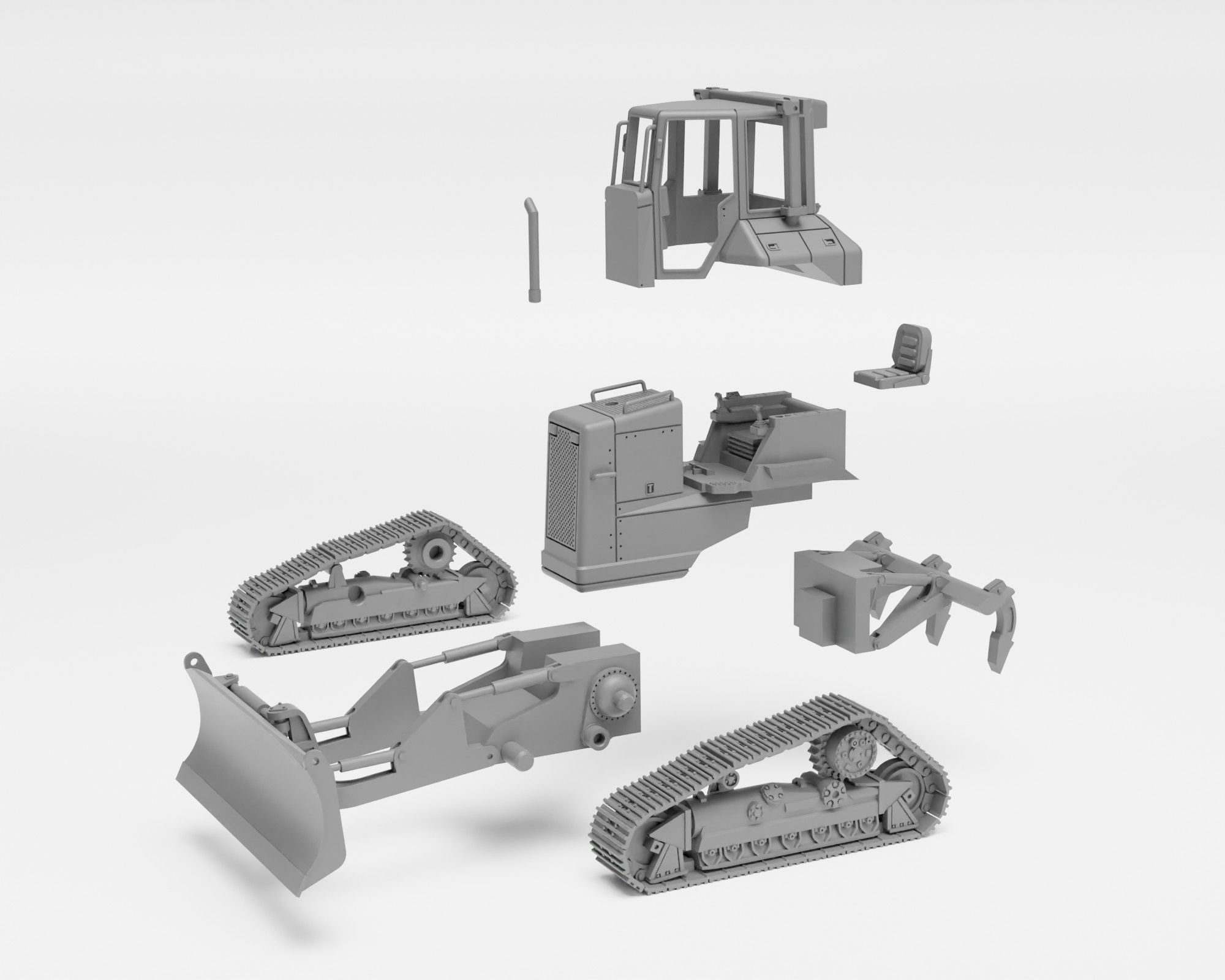 Cat D5N XL - H0 Scale dozer model kit 3D print model_2
