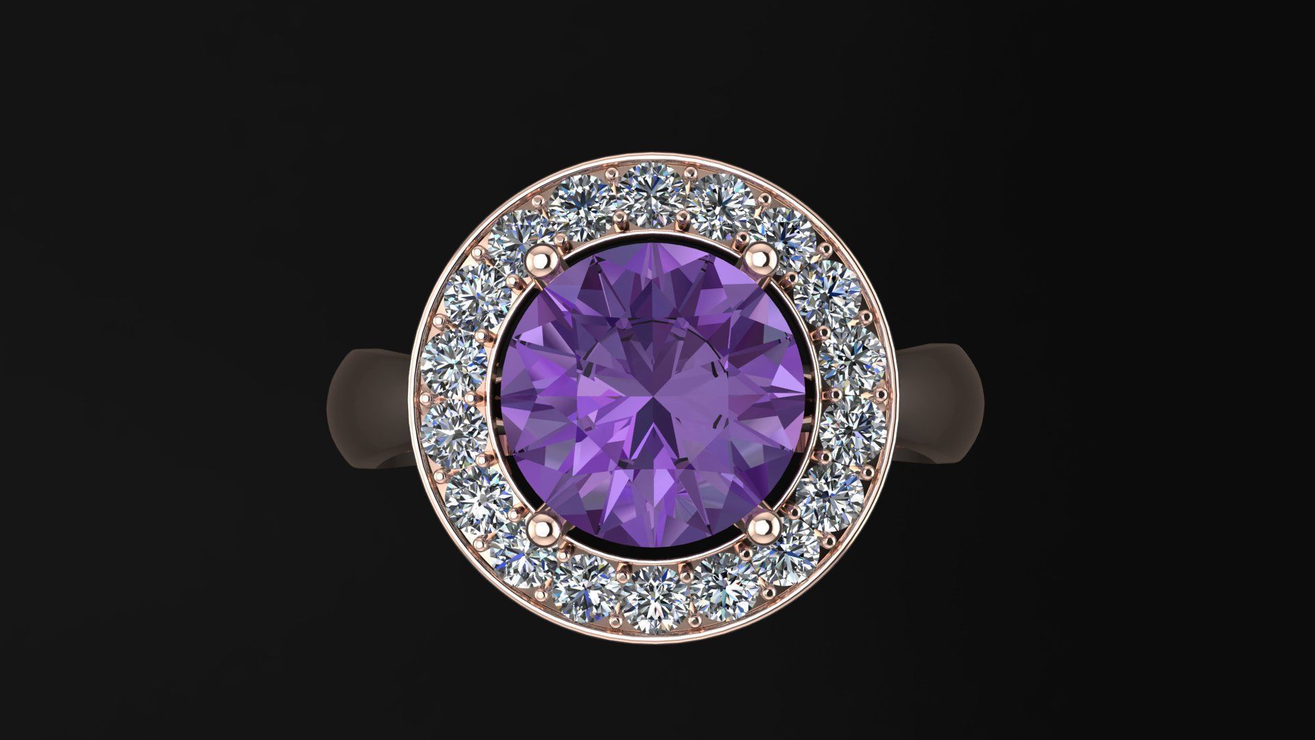 Ring with round gem 8mm for Gold  CNC or 3D print model_4