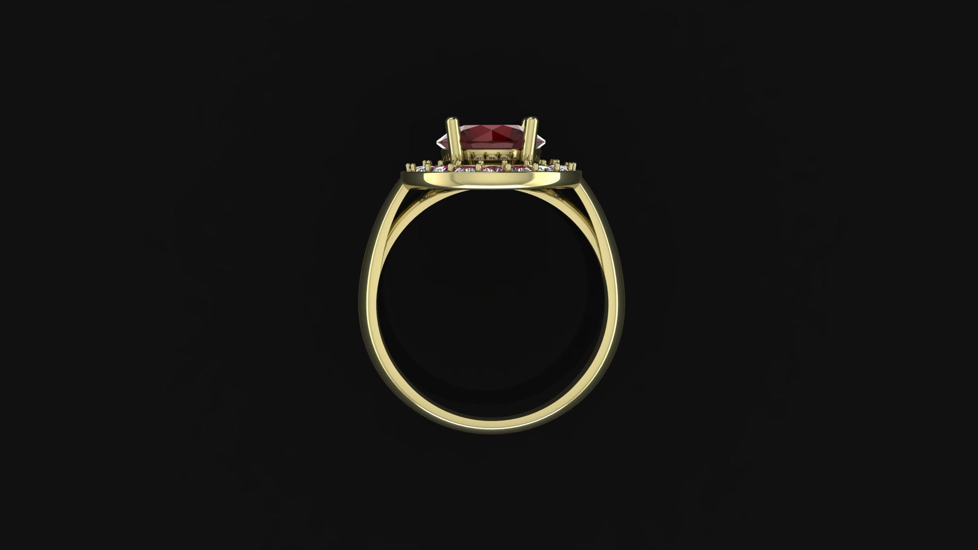 Ring with round gem 8mm for Gold  CNC or 3D print model_8