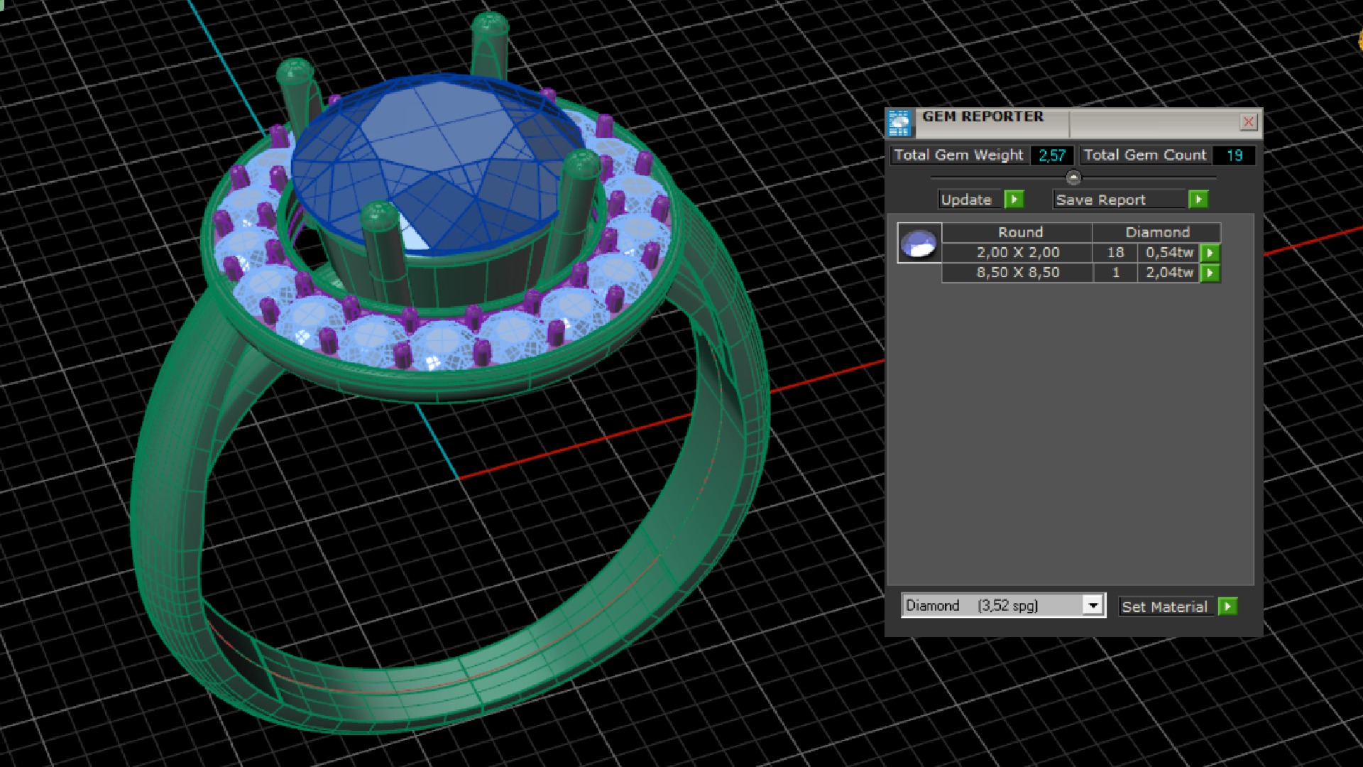Ring with round gem 8mm for Gold  CNC or 3D print model_18