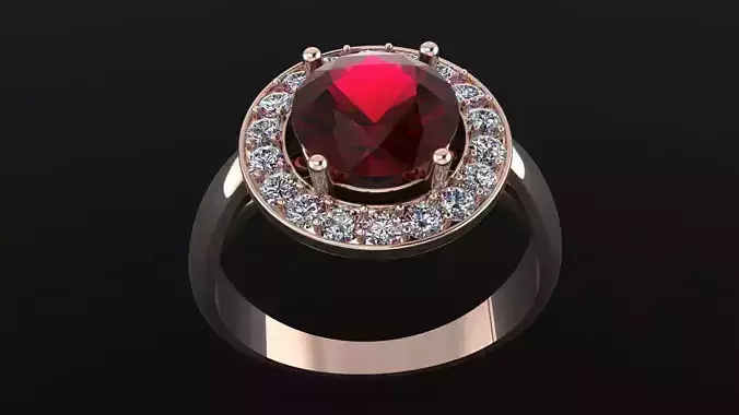 Ring with round gem 8mm for Gold  CNC or