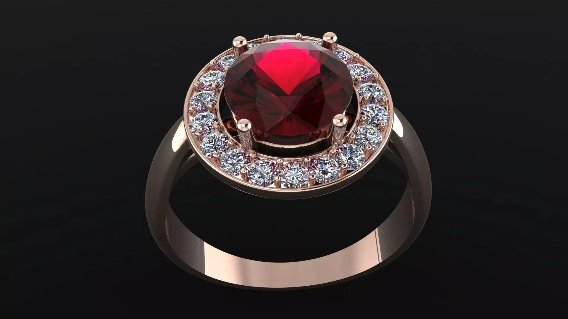 Ring with round gem 8mm for Gold  CNC or 3D print model_0