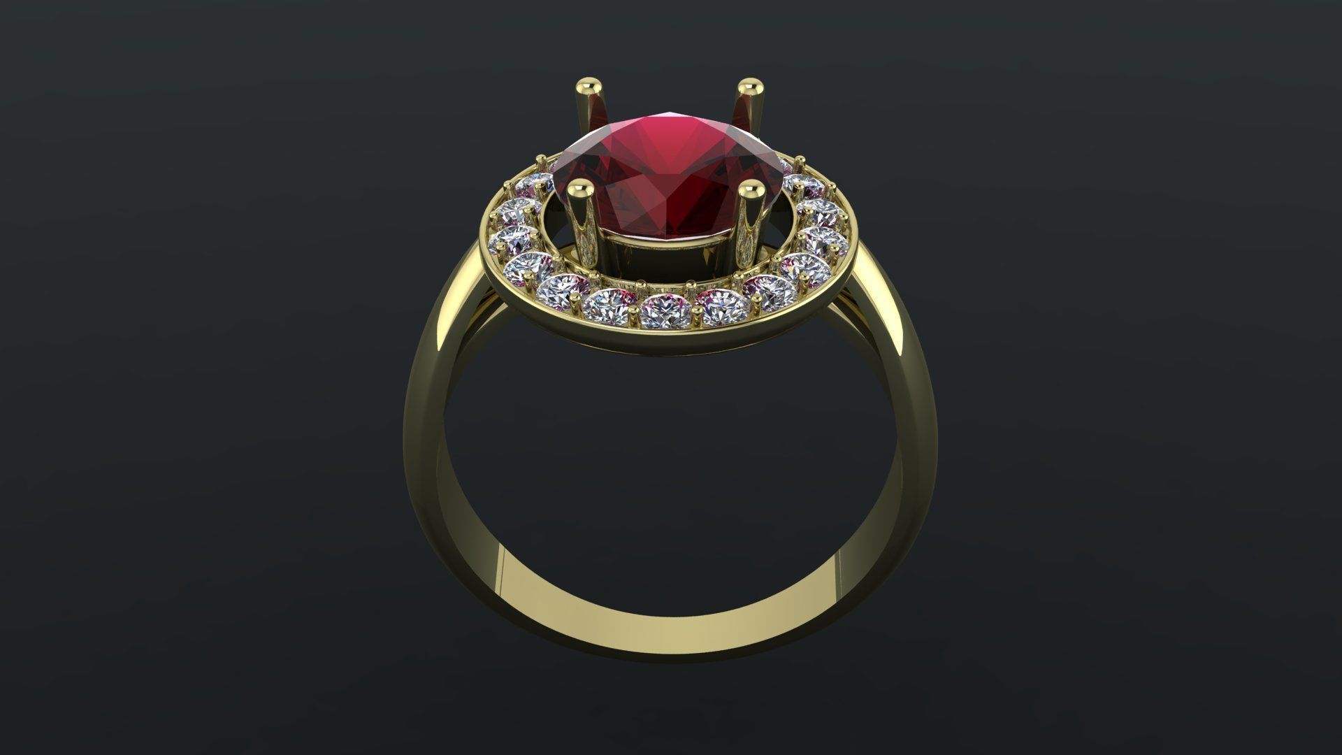 Ring with round gem 8mm for Gold  CNC or 3D print model_10