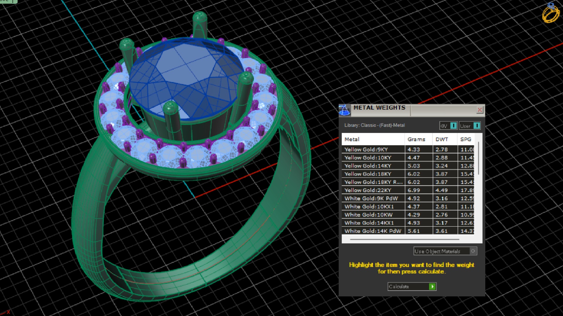 Ring with round gem 8mm for Gold  CNC or 3D print model_17