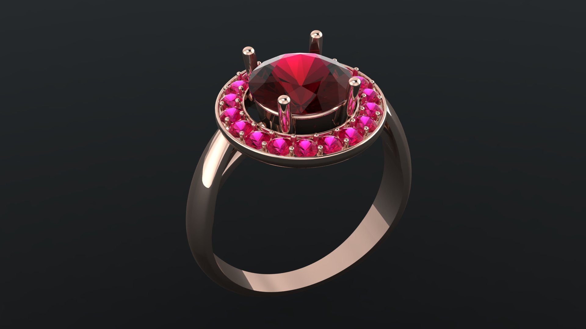 Ring with round gem 8mm for Gold  CNC or 3D print model_13