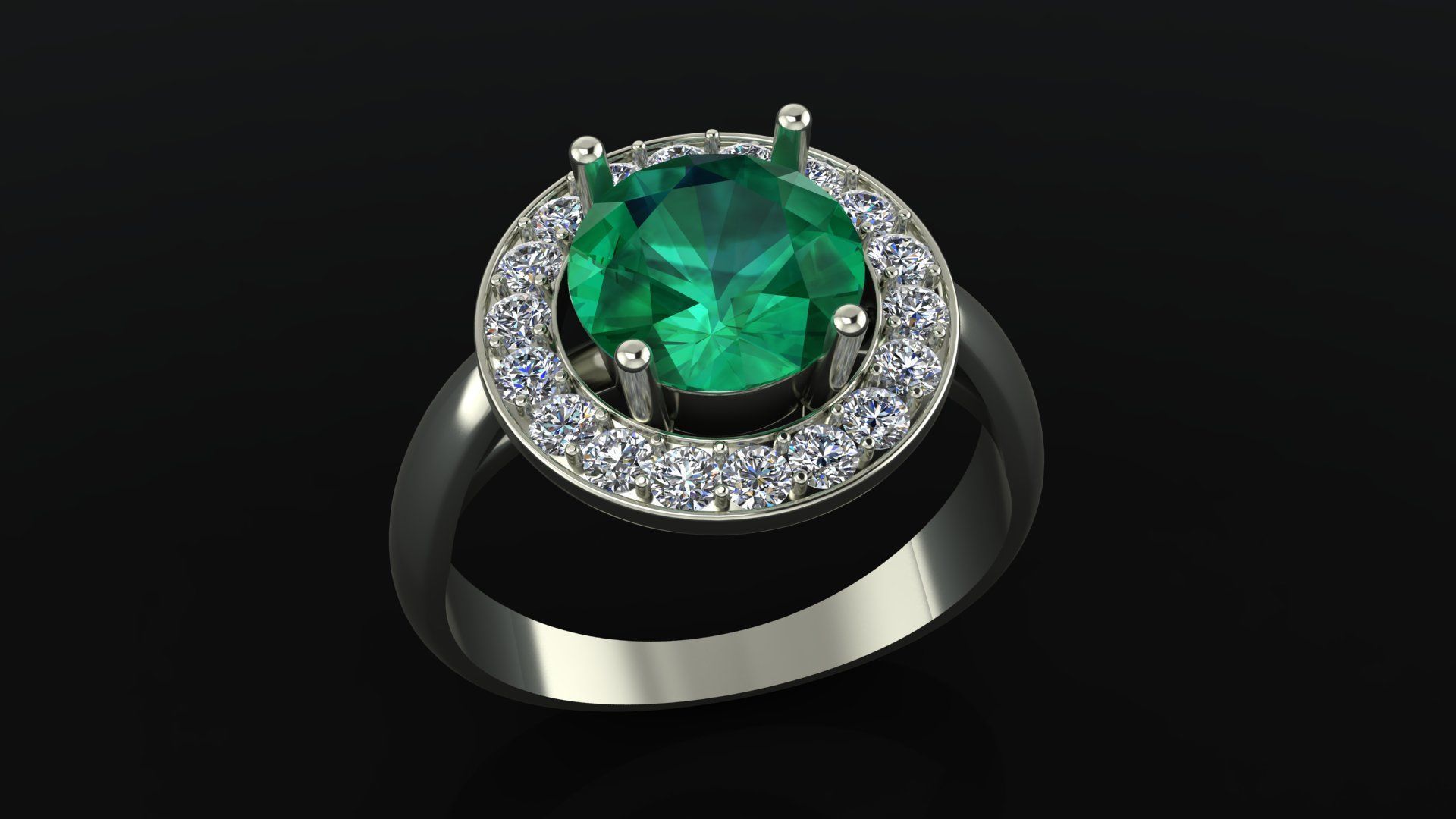 Ring with round gem 8mm for Gold  CNC or 3D print model_5