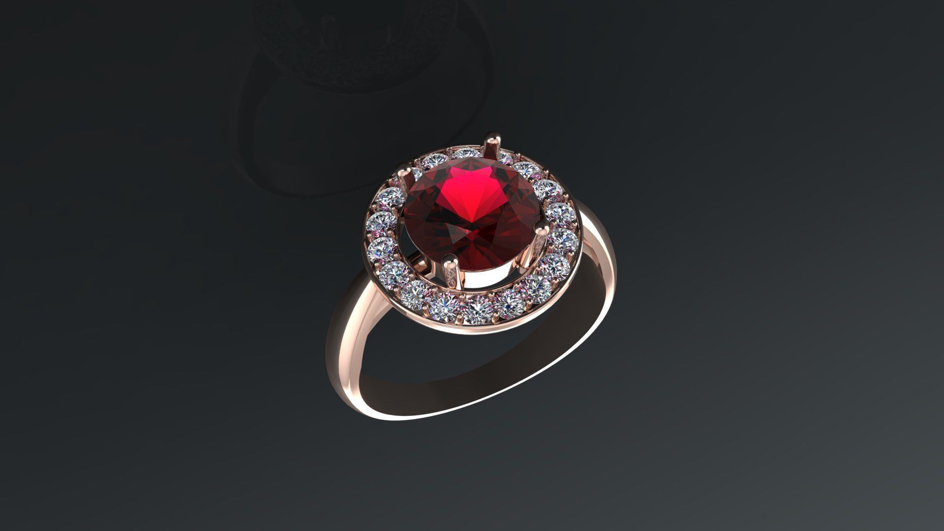 Ring with round gem 8mm for Gold  CNC or 3D print model_1