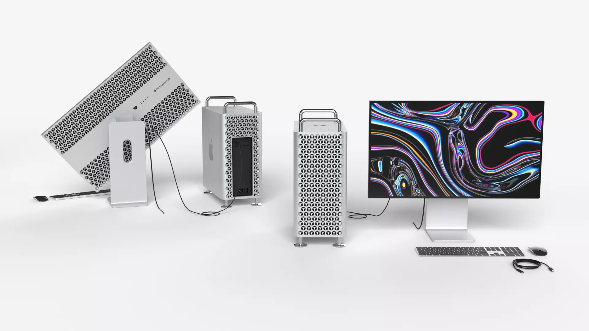 Apple pro collection-Pro Display XDR-Mac Pro Keyboard and Mouse 3D model