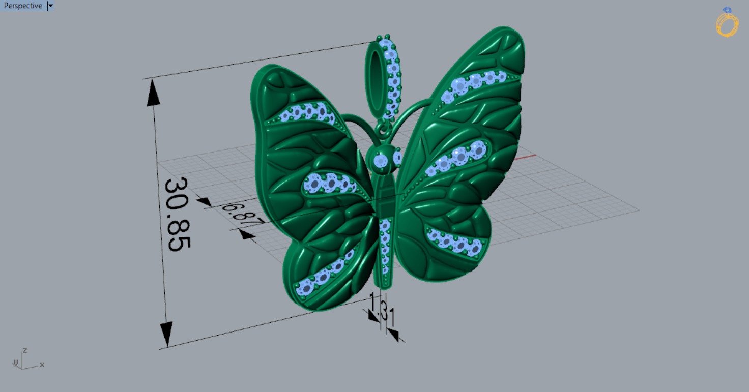 gold butterfly pendant jp0098 3D print model_5