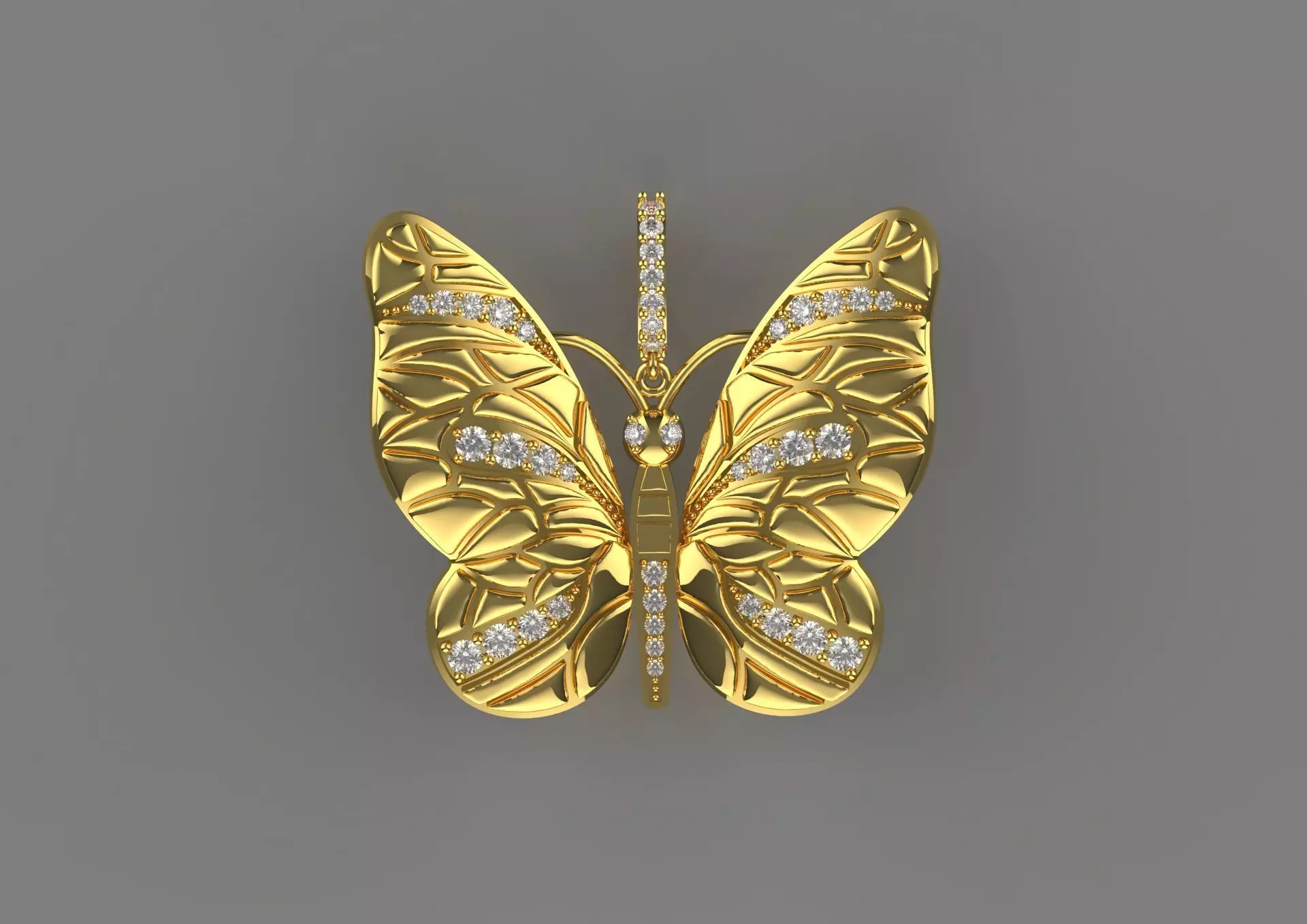 gold butterfly pendant jp0098 3D print model_0