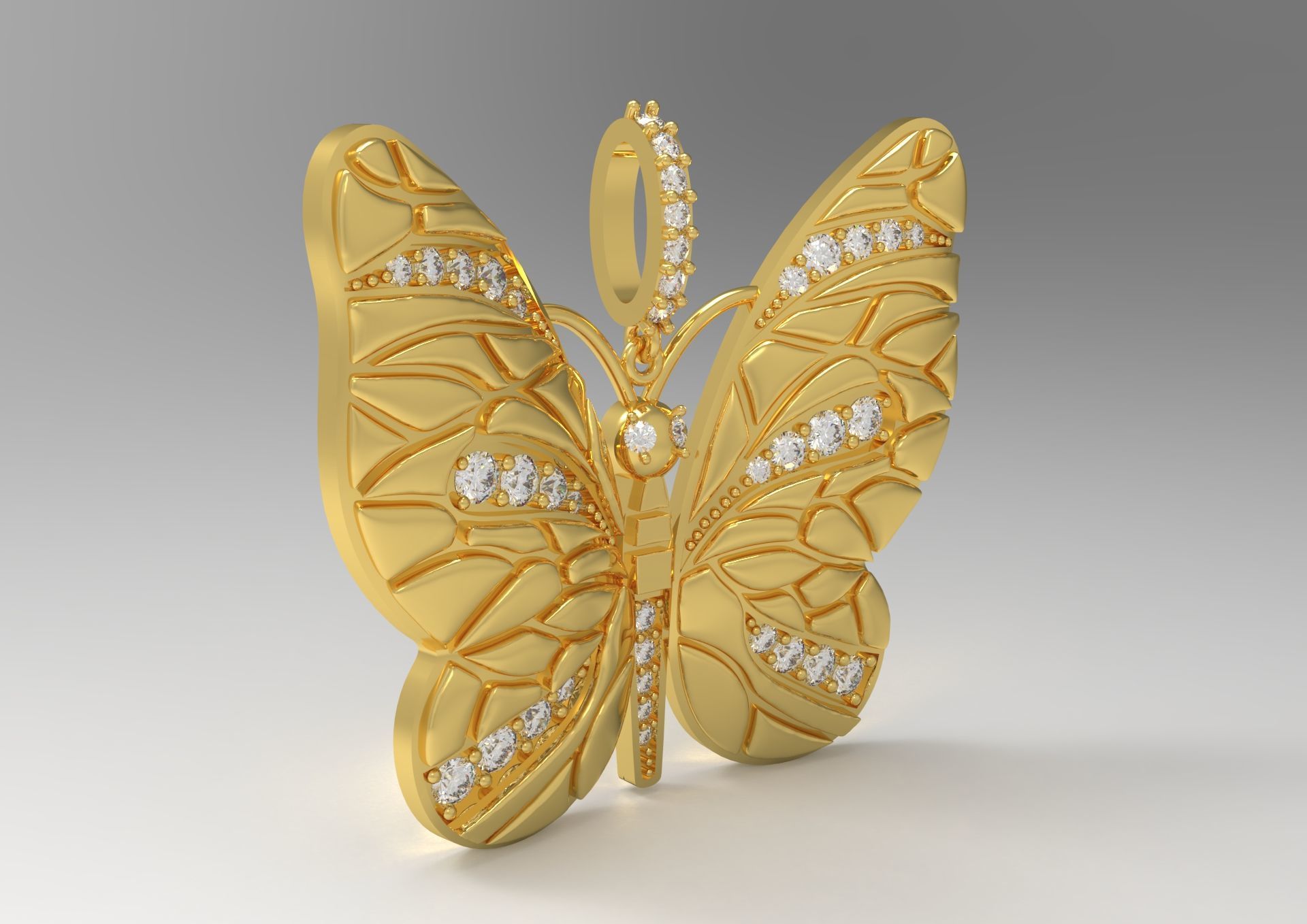 gold butterfly pendant jp0098 3D print model_1