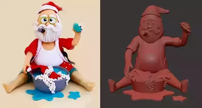 santa laundry rigged 3D print model