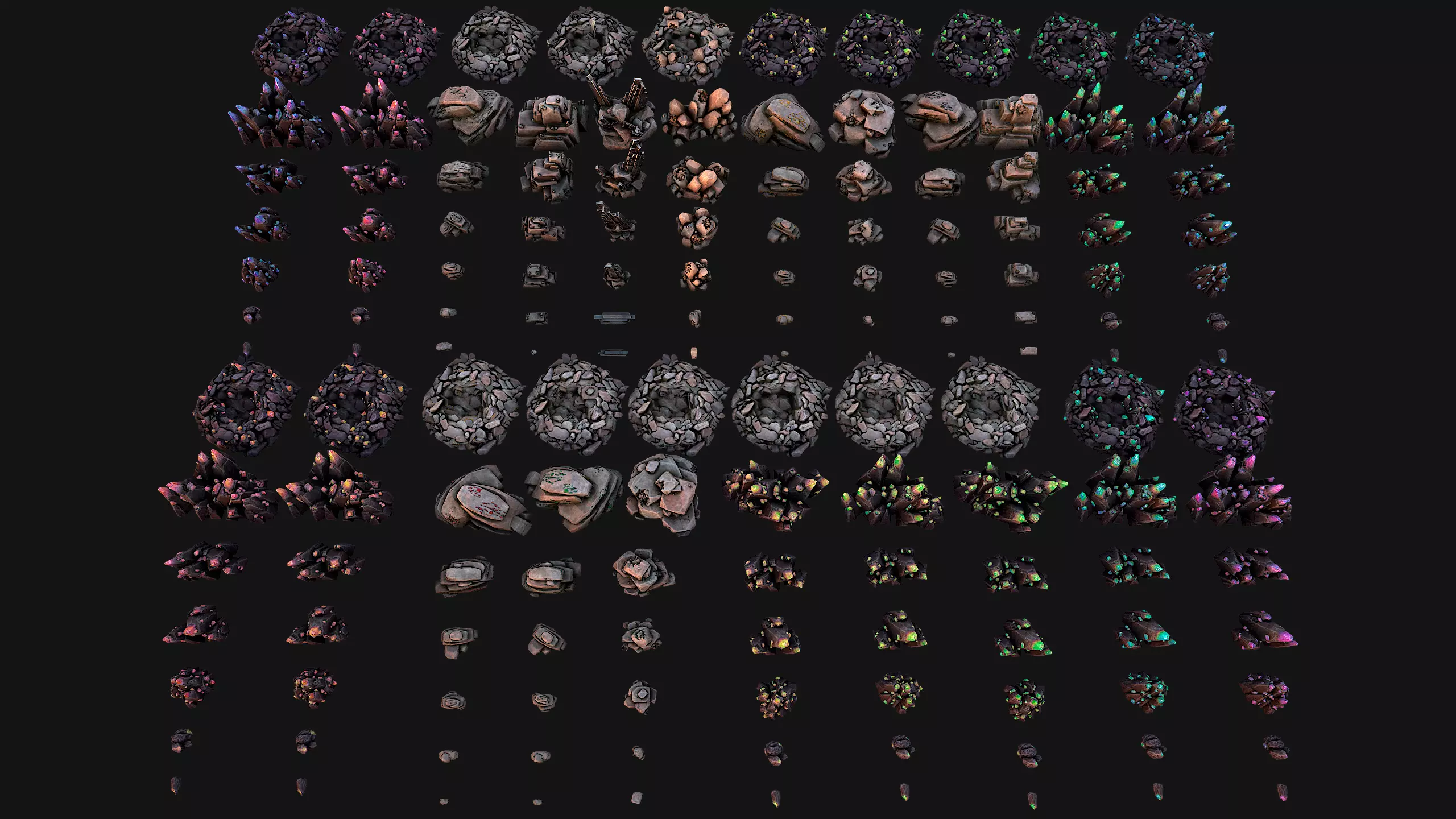 Ore Iron Gems Metal Crystals Minerals Industrial Resources Set Low-poly 3D model_0