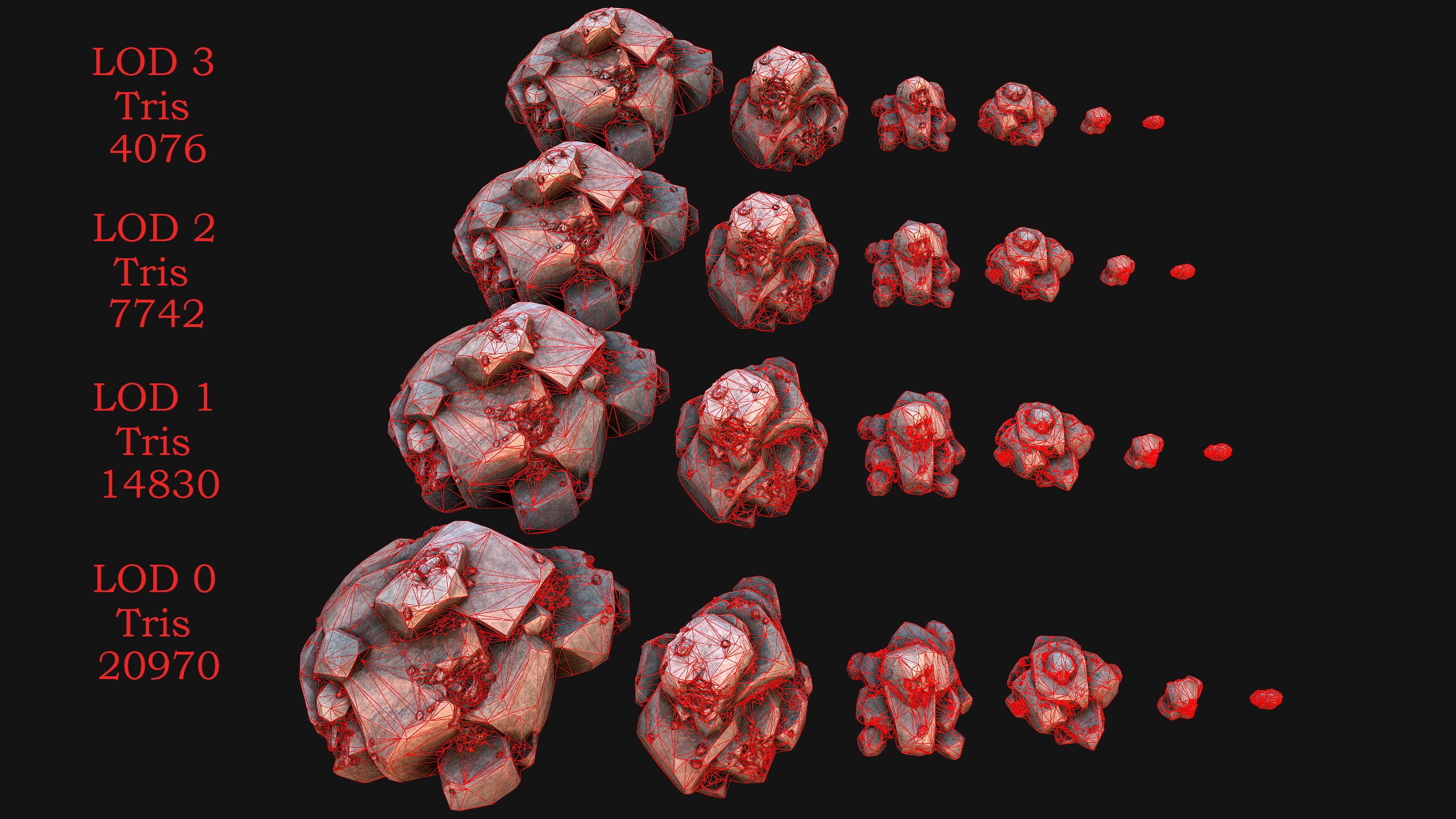 Ore Iron Gems Metal Crystals Minerals Industrial Resources Set Low-poly 3D model_28