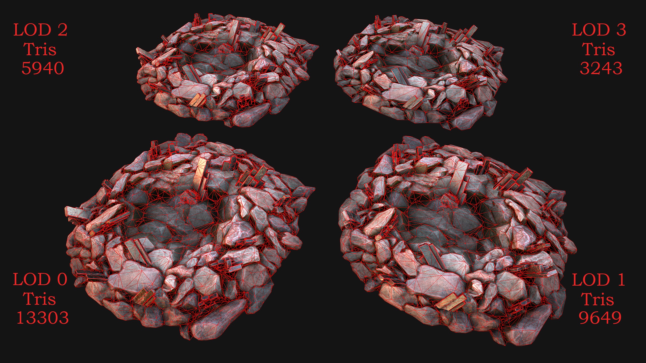 Ore Iron Gems Metal Crystals Minerals Industrial Resources Set Low-poly 3D model_32