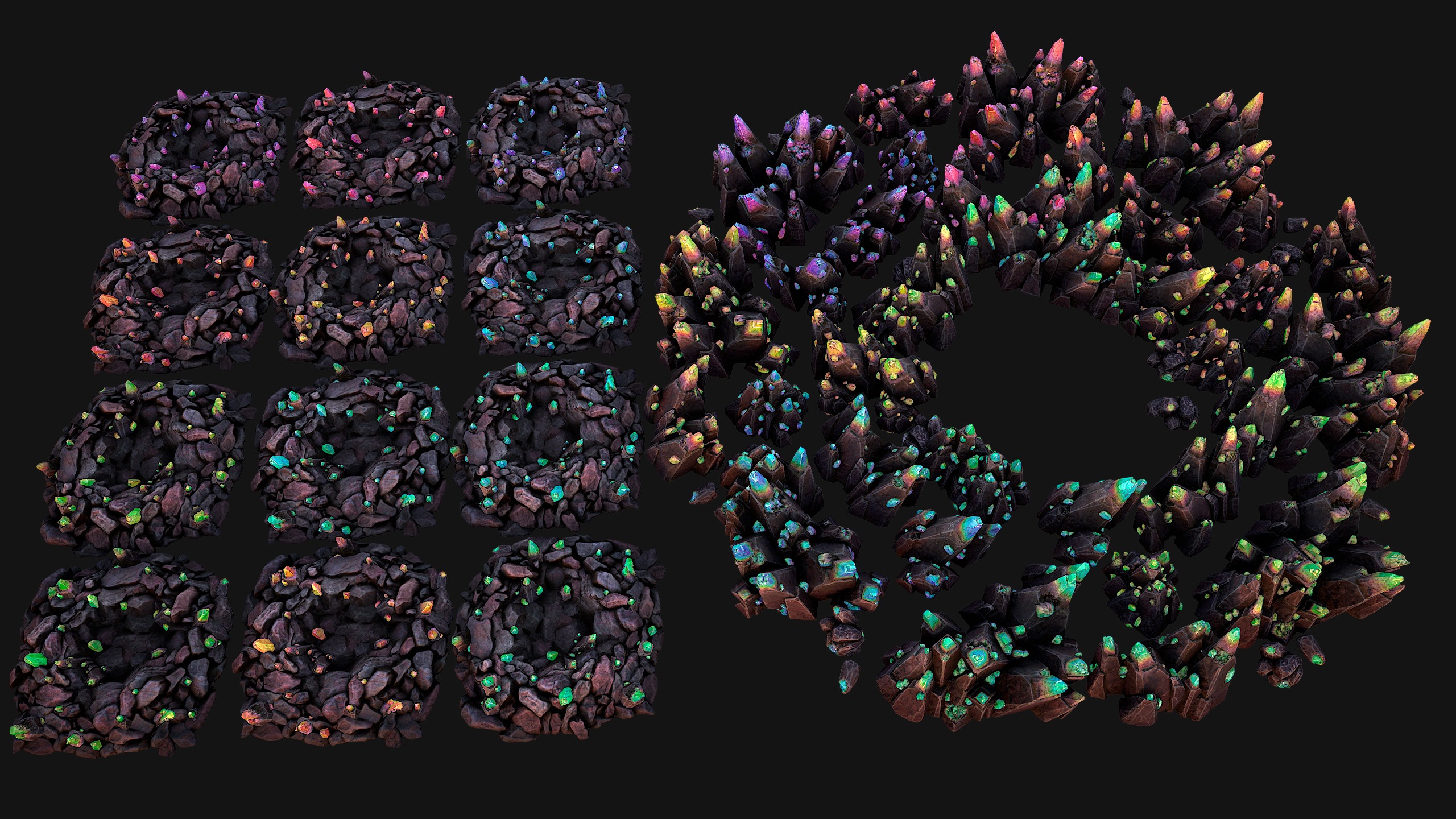 Ore Iron Gems Metal Crystals Minerals Industrial Resources Set Low-poly 3D model_4